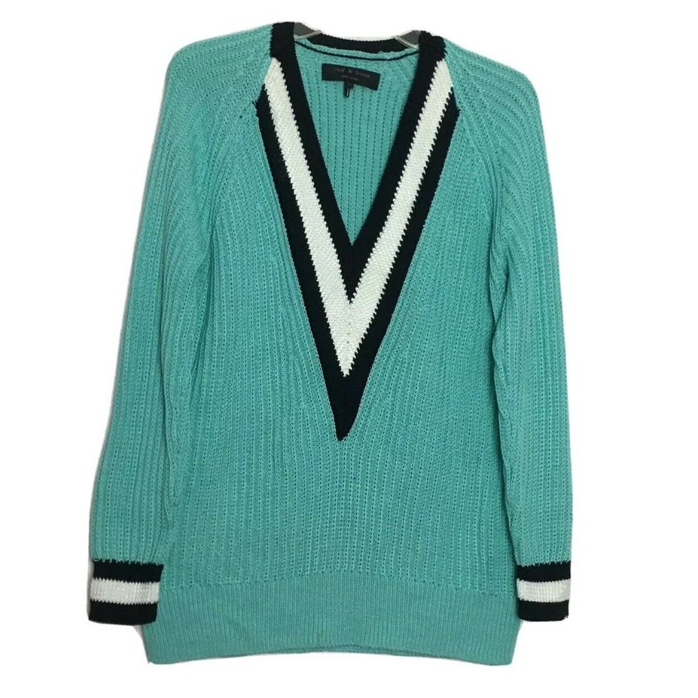 RAG & BONE XS Talia Deep V-Neck Ribbed Sweater XS - Picture 5 of 8